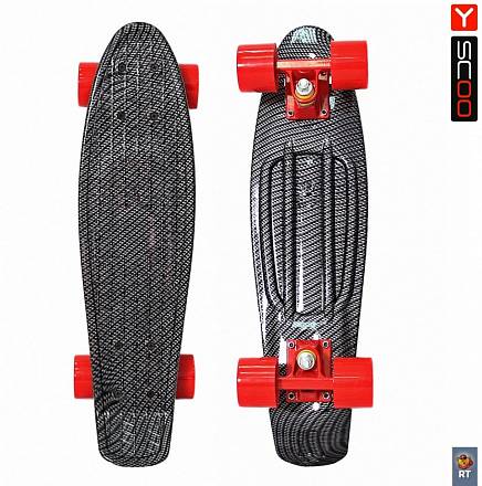 Скейтборд 8-13 Y-SCOO Penny RT 22 Print Carbon, red 